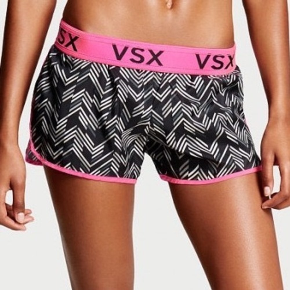 Victoria's Secret Sport VSX Black White Pink Athletic Running Shorts S